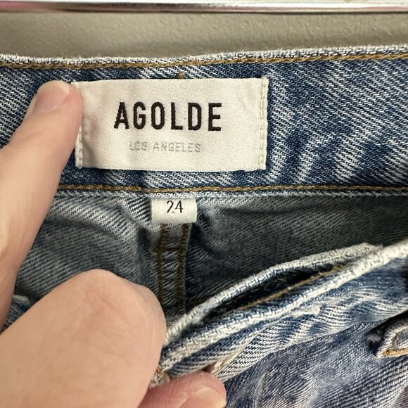 AGOLDE jeans relaxed boot curio button fly high rise 100% organic cotton blue 24 - Picture 6 of 7